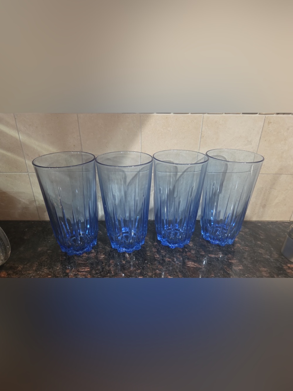 Blue Tall glass Drinking Glasses - Set of 4